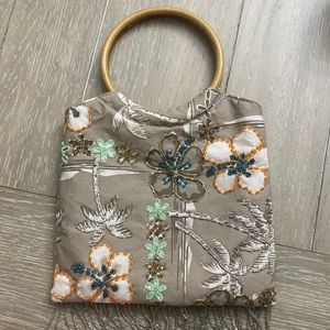 Embellished mini bag with wooden n beads N w/o tags